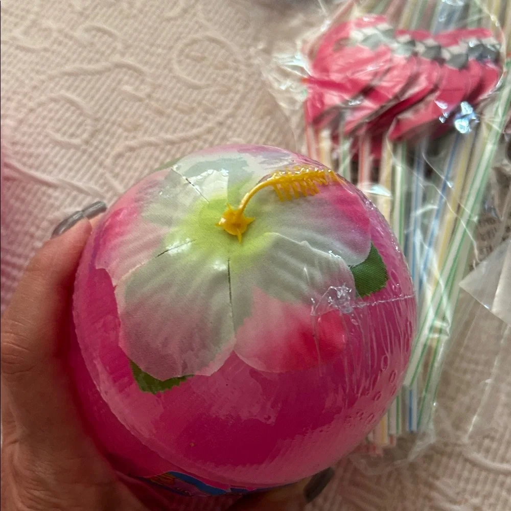 2 for $20! Pink Coconut Cup and Party Straws Set